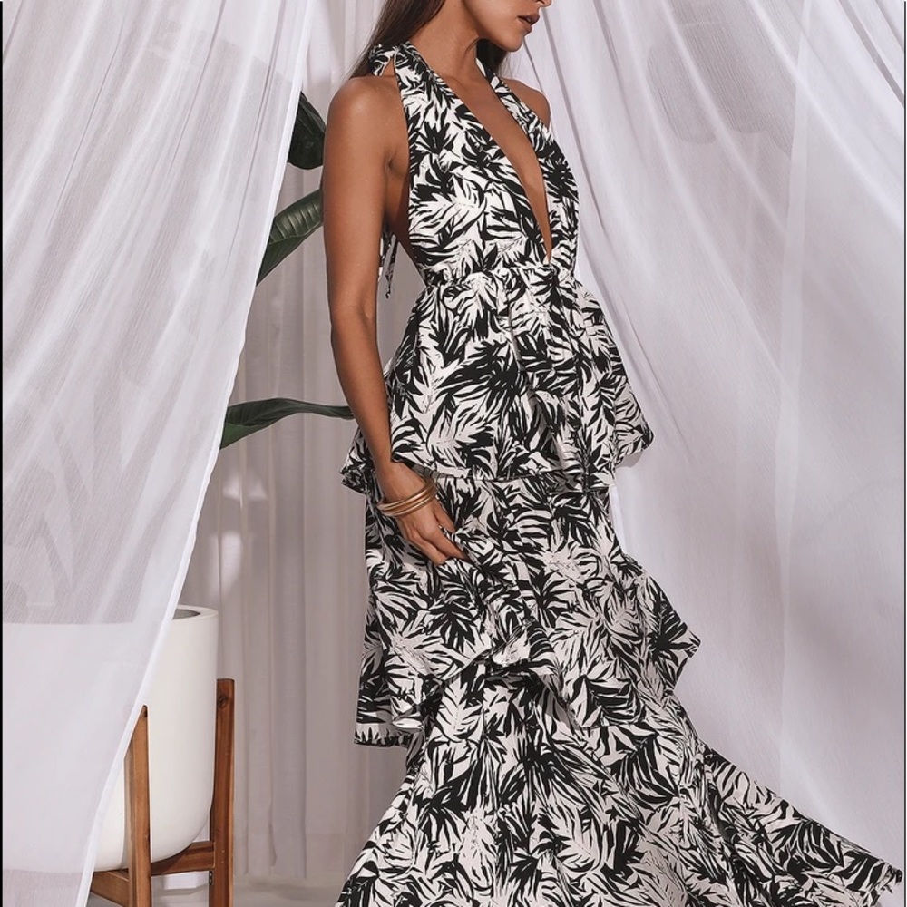 Seaside Resort Halter Maxi Dress